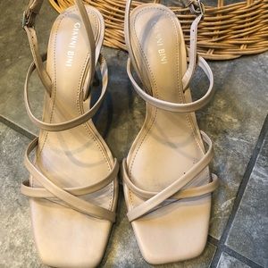 Beige strappy heels